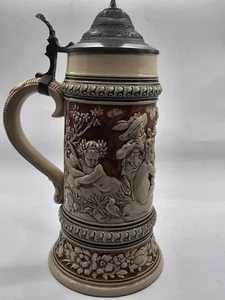 Vintage Gerz Beer Stein 1082 "Musical Infants" .5L Pewter Lid – Germany, Rare - Picture 1 of 8