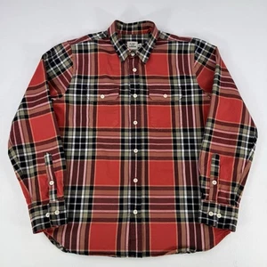 Camisa de pedernal y yesca para hombre grande roja azul a cuadros manga larga algodón - Imagen 1 de 13
