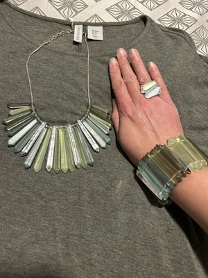 Kenneth Cole Fashion Bar Bib Necklace Bracelet Ring Set - Image 1 of 4