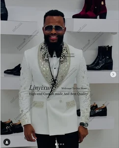Splendido abito uomo cristallo diamante set 3 pezzi smoking sposo matrimonio - Foto 1 di 5