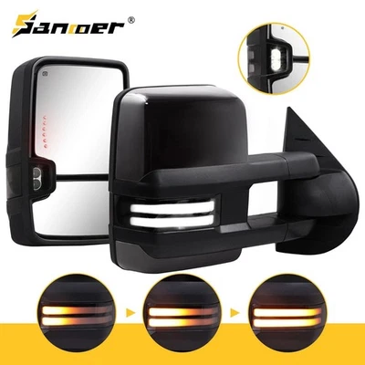 For 2007-2013 Silverado GMC Sierra 1500 2500HD 3500 Painted Black Towing Mirrors - Image 1 of 4