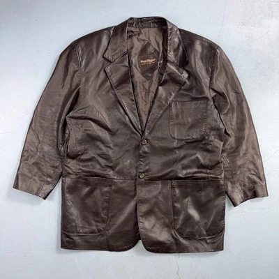 Paul Stuart Hombres Vintage Chaqueta de Cuero Marrón XL Tareas Abrigo Bolsillos Usado en Excelente Condición Blazer Foto 1 de 4