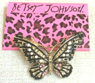 Broche Broche Mariposa Cristal Brillante Betsey Johnson Nuevo Estilo Hermoso Lindo! Foto 1 de 3