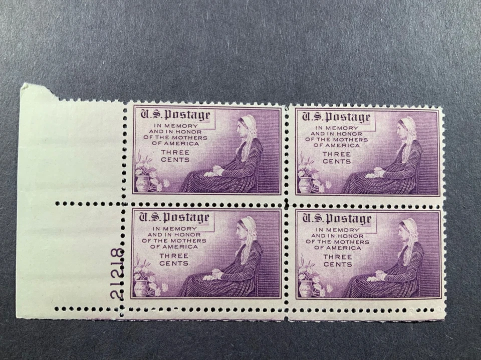 US Stamps Scott 737 3c plate block 1934 Mothers of America Issue M/NH - Image 1 of 1