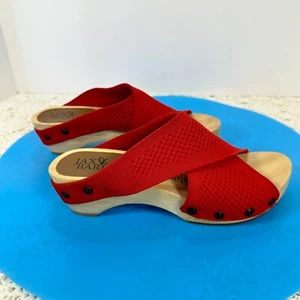 Jax & Bard Strick-Clog-Sandalen Libby Hill Erdbeerrot Größe 6-7M - Bild 1 von 9