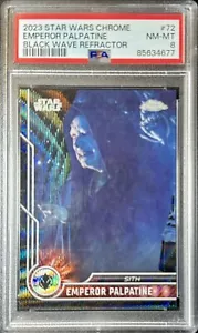 Réfracteur EMPEROR PALPATINE PSA 8 2023 TOPPS Star Wars chrome noir vague FAIBLE POP - Photo 1 sur 2