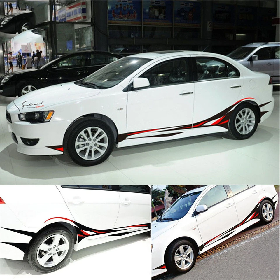 Red&Black Wheel flame trajectory  Car Side Body Waterproof Vinyl Decal Sticker - Image 1 of 4