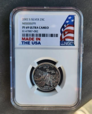 2002 s silver proof Mississippi statehood quarter NGC PF 69 Ultra Cameo - Image 1 of 2