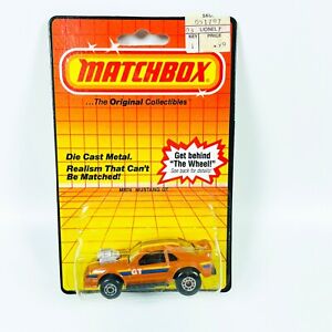 1983 Matchbox Superfast MB 74 Orange Mustang GT on Sealed Card - RARE WHEEL TYPE