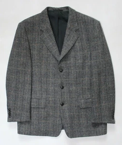 Men's Harris Tweed Wool Check Blazer Sport Coat Jacket Gray Three Button (54) - Picture 1 of 7
