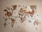 Wooden World Map Memphis Map Home Decor Gift Wooden Map M- 120X70 Cm(47*27.5 In)