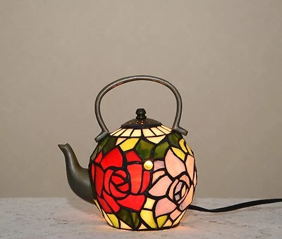 Stained Glass Handcrafted Tea Pot Kettle Teapot Night Light Table Lamp. - Image 1 of 4