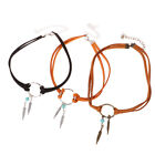 Women Bohemian Choker Boho Feather Bead Pendant Brown Leather Chain Necklace _cu