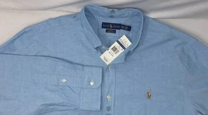 Ralph Lauren Herren 2XL Blau Slim Fit Stretch Oxford Langarm Knopfleiste Neu mit Etikett - Bild 1 von 6