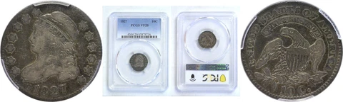 1827 Bust Dime PCGS VF-20 Cover