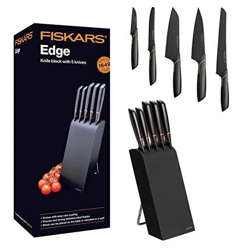 Friskars Edge 5-Teilig Messerblock-Set - Schwarz (1003099)