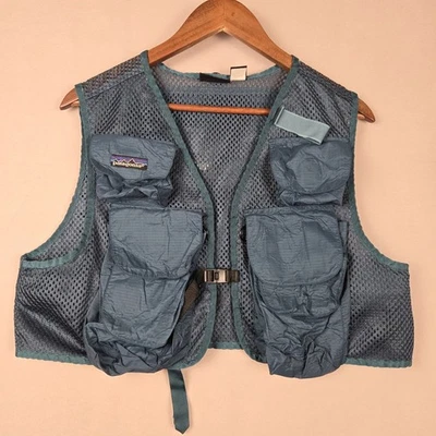 Chaleco corto de pesca con mosca Patagonia Stealth Pack talla pequeña verde roca río de colección Foto 1 de 4