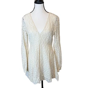 Free People White Eyelet Lace Long Sleeve Dress - Picture 1 of 6