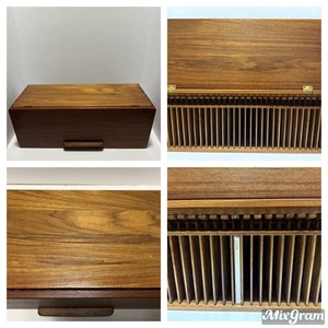 Vintage Kalmar? Designs 30 Slot CD Holder Teak Wood Door Cover MCM Eject Buttons - Picture 1 of 23