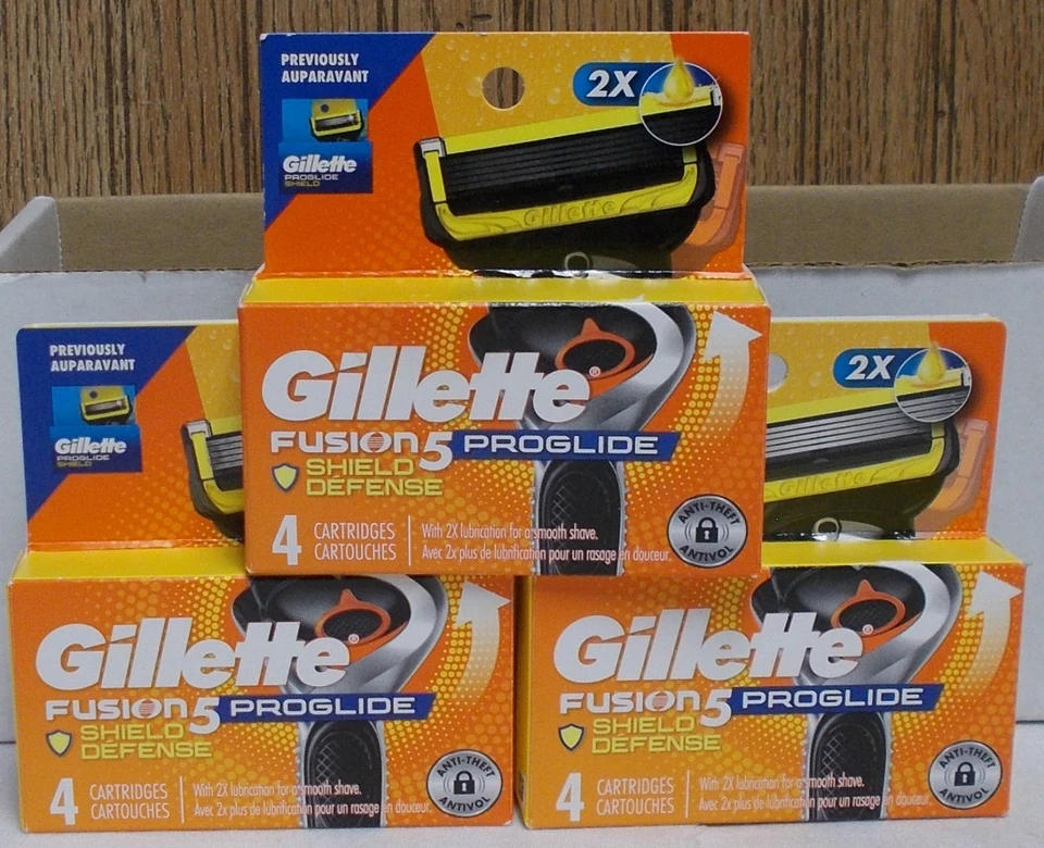 Gillette Fusion 5 Proglide Shield Defense Refill Cartridges 3X4 12 Count