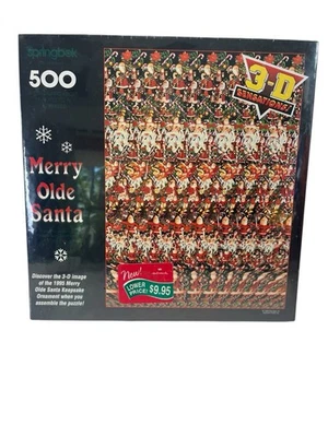 Vintage Springbok Merry Olde Santa Puzzle 3D Sensations World Class 500 Pieces - Image 1 of 4