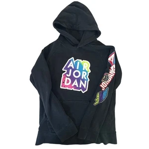 Air Jordan Pullover Hoodie Black Sweatshirt Kids Large L Graphic Streetwear - Picture 1 of 8