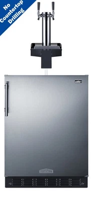 Summit SBCFLTWADA 24"W 5,8 Cu. Kegerator de doble grifo incorporado para pies - acero inoxidable Foto 1 de 4