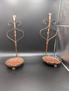 Vintage Set of 2 Large Copper Candlestick holders Beautiful! - Picture 1 of 4