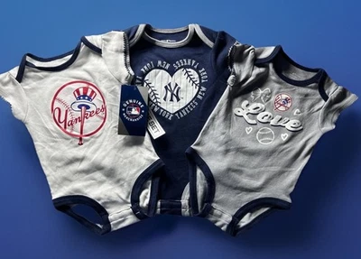 New York Yankees Bebé Una Pieza 18 Meses Azul Gris Blanco Béisbol MLB Niño Niña Foto 1 de 4