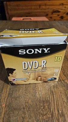 Sony DVD-R Paquete de 10 120 Min 4.7 GB Medios Grabables Disco en Blanco Nuevo Foto 1 de 4