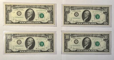 1969C $10 Ten Dollars Federal Reserve Notes • Lot of 4 Uncirculated Consecutive - Image 1 of 4
