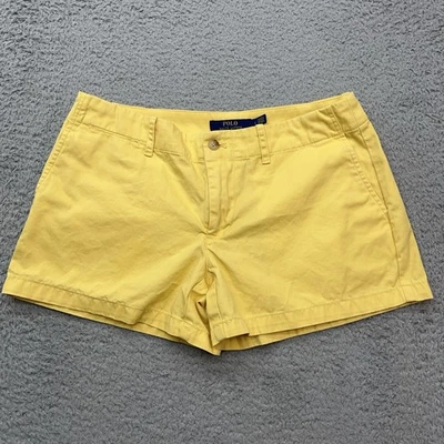 Pantalones Cortos Polo Ralph Lauren Para Mujer 2 Chinos 3" Entrepierna Amarillo con Poni Azul Preppy Foto 1 de 4