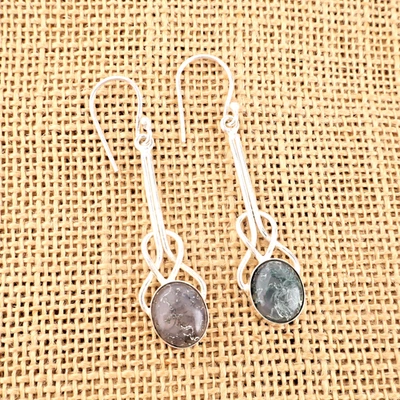 Orecchino gioiello fatto a mano in argento sterling 925 pietra preziosa agata... - Immagine 1 di 4