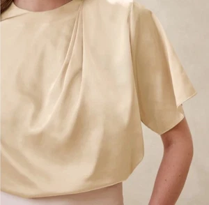 Banana Republic Luxe Draped Satin Blouse Top Champagne Sz XL NWT - Picture 1 of 6