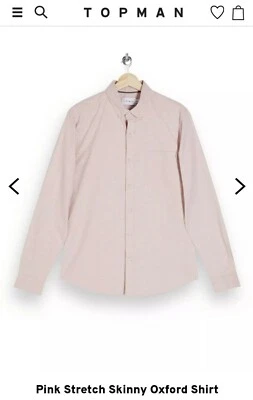 NEW Topman Stretch Skinny Oxford Shirt - Pink - XXL - Image 1 of 2