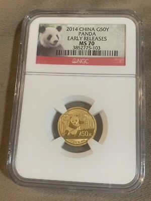 2014 China G50Y Panda Early Releases MS70 NGC Gold Coin 1/10th Ounce .9999 - Image 1 of 4