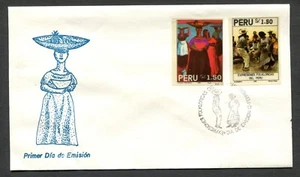 PERU 1993, PAINTINGS, MUSIC, DANCE, COSTUMES, Scott 1044-1045 S.A. ON F.D.C. - Picture 1 of 1