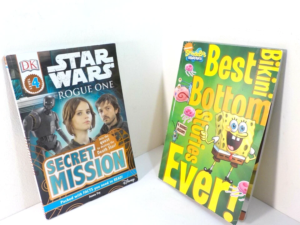 2 Book Lot (Star Wars, Sponge Bob) 8-12 Year Old Boy PB (1672 Crate 27) - Image 1 of 4