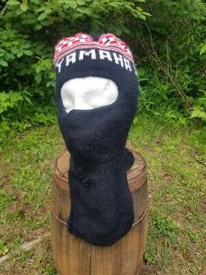 VTG Yamaha Racing Knit Snowmobile Facemask 80s Ski Mask Stocking Cap Spellout  - Image 1 of 4