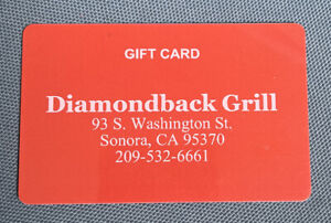 Diamondback Grill Gift Card $100 Value!