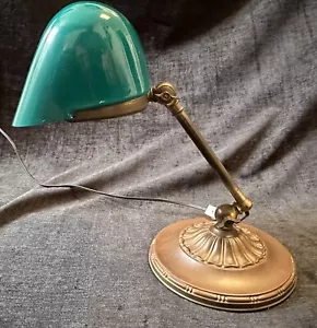 Antique Emeralite Desk Bankers Lamp Green Shade Model 8734A Made In USA - Picture 1 of 15