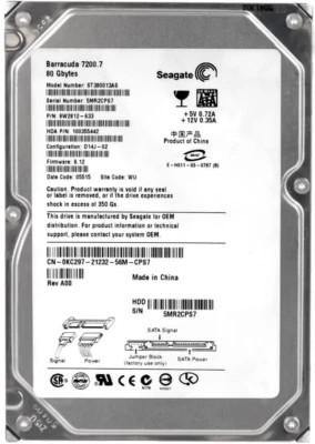 Hard Drive Dell 0KC297 KC297 ST380013AS 80GB 7200U/Min 8MB SATA 3.5'' Inch - Image 1 of 3