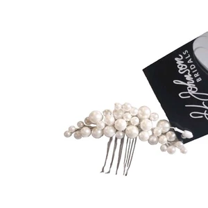 Silver Tone Pearl Women's hair comb 3 Inches Wedding Hair Accessories - Picture 1 of 1