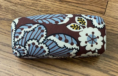Vera Bradley Blue & Brown Floral Hard Clamshell Eye Glasses Sunglasses Case - Image 1 of 4