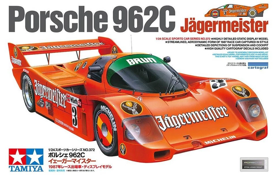 Tamiya 24372 Porsche 962C Jagermeister Kit Montaggio 1/24