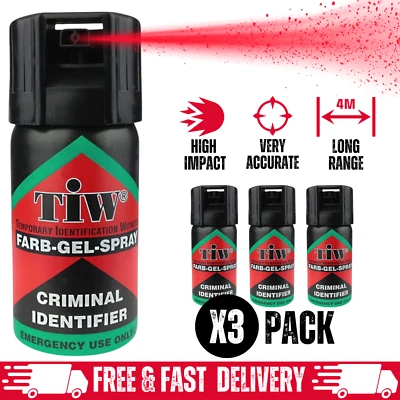3 x Farb-Gel 40mL Personal Protection Spray Criminal ID Dye Marker UK Legal - Image 1 of 4