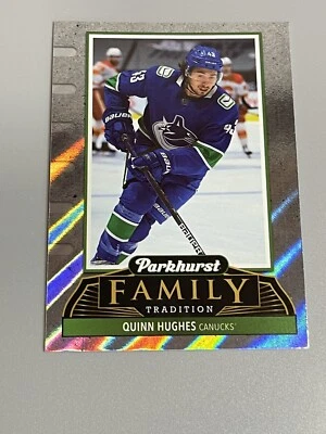Quinn Hughes 2021-22 UD Parkhurst Family Tradition Insert FT-3 Vancouver Canucks - Image 1 of 2