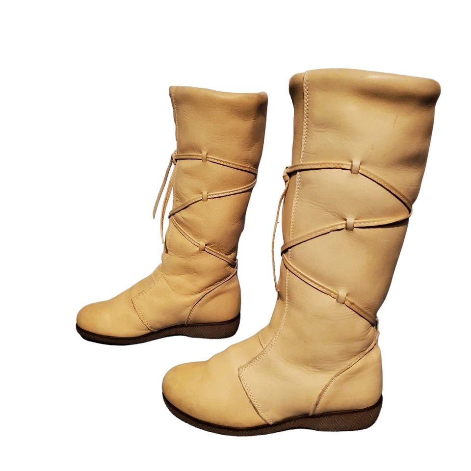 Винтажные женские ботинки без застежек Chef «Cherokee» Chief кремовая кожа 7 - Изображение 1 из 4