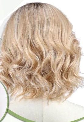 peruca starluck parte lateral ondulada loira marrom raiz em camadas renda frente bob peruca 14"" - Imagem 1 de 4