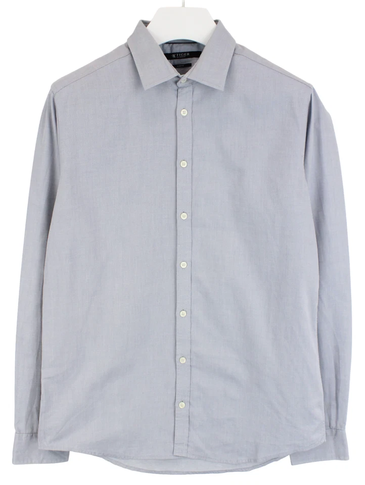 Camisa de cuero ajustada Tiger Of Sweden para hombre (Reino Unido) 44 dobladillo redondo cuello de tiburón Foto 1 de 4